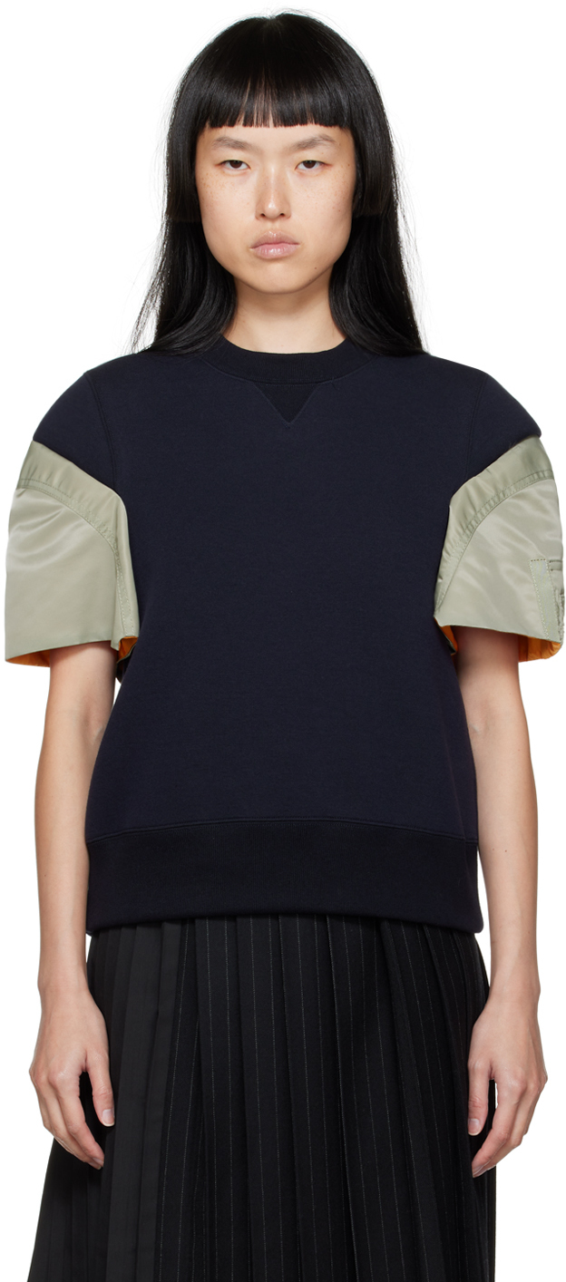 sacai Navy & Khaki Pullover Sweatshirt