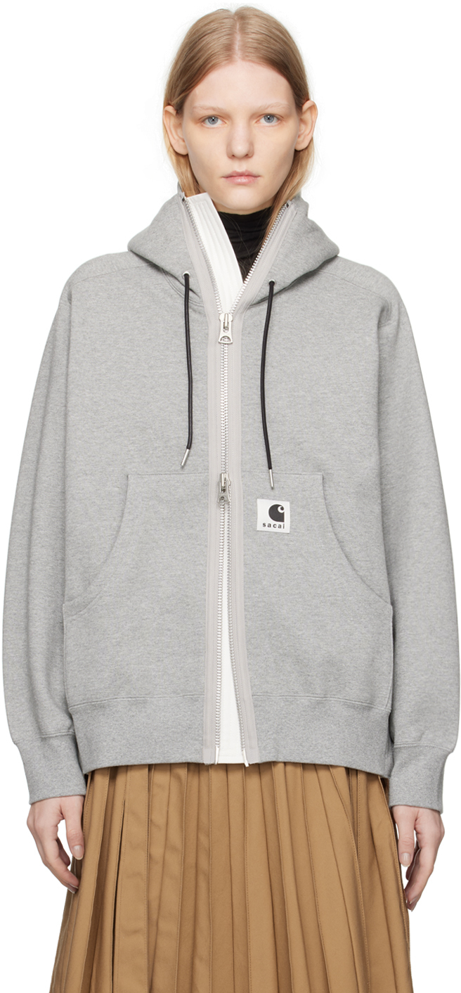 Sacai Grey Carhartt Wip Edition Hoodie In 376 L/gray | ModeSens