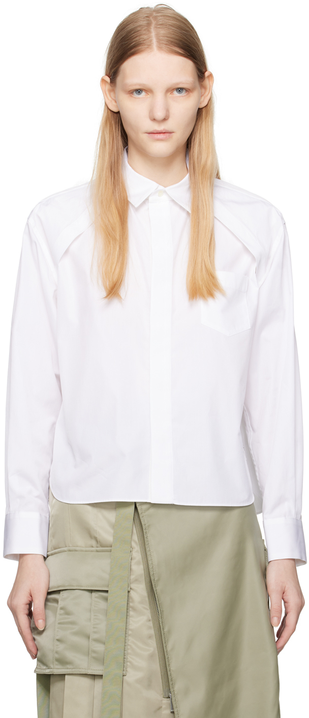 Sacai Off-white Thomas Mason Edition Shirt In 151 Off White