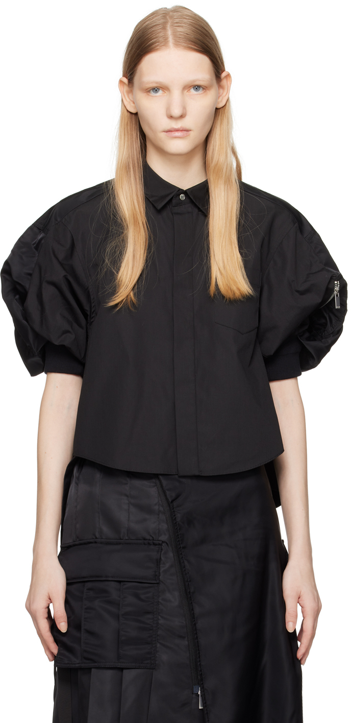 Sacai Black Paneled Shirt In 001 Black