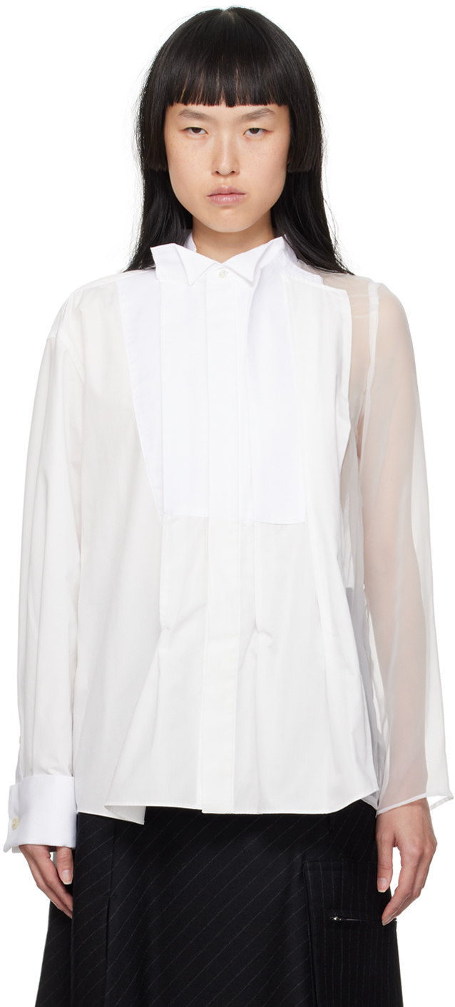 Shop Sacai White Mix Shirt In 151 White