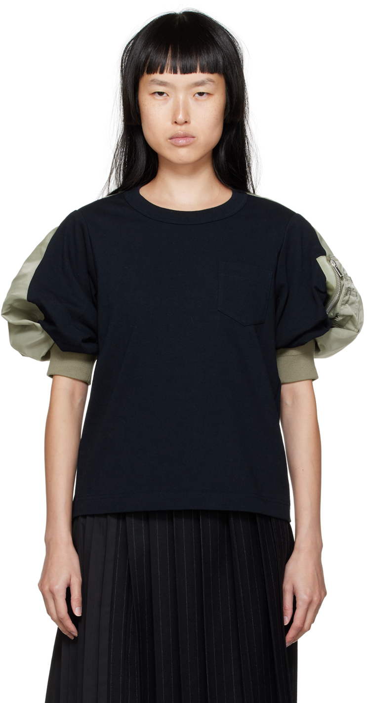 Navy & Khaki Mix T-Shirt by sacai on Sale