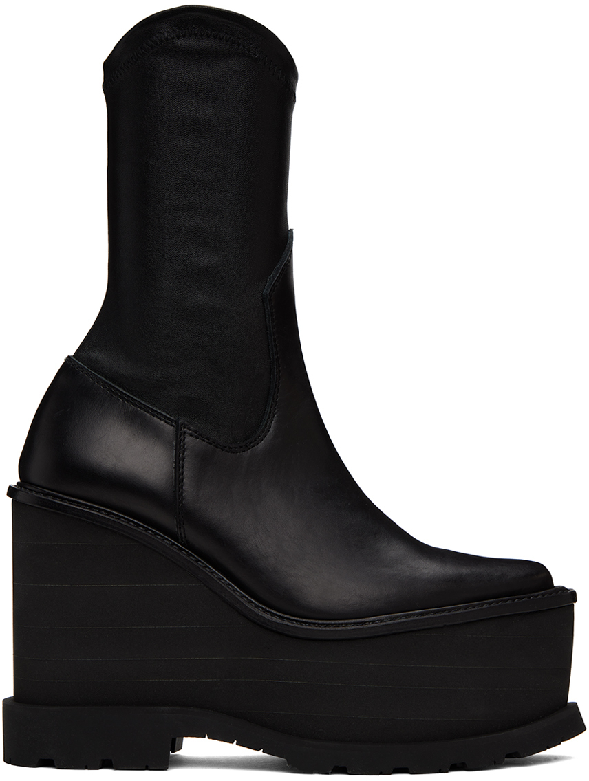 Black Cowboy Wedge Boots