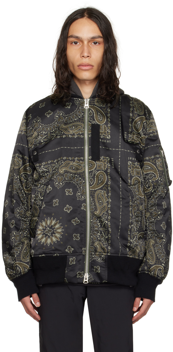 Navy Bandana Print Bomber Jacket