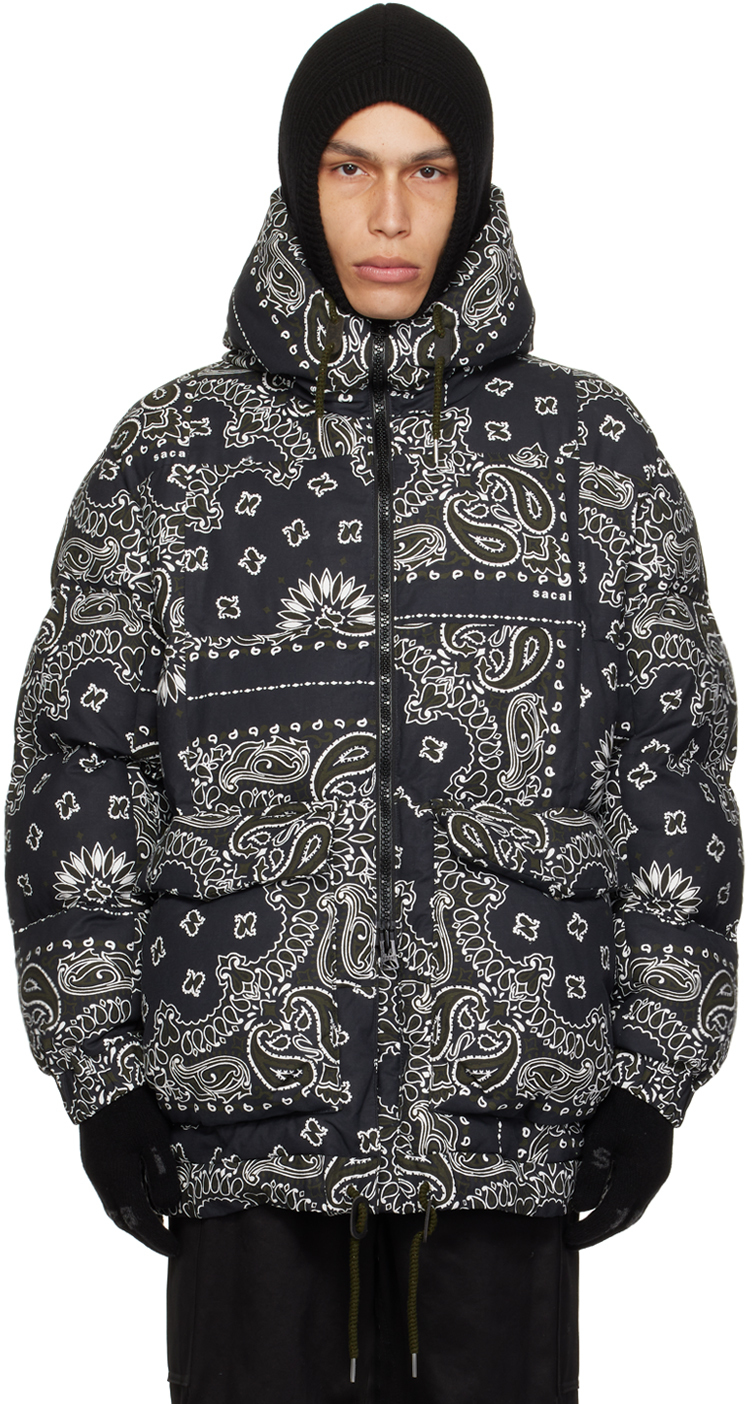 Navy Bandana Print Jacket by sacai on Sale