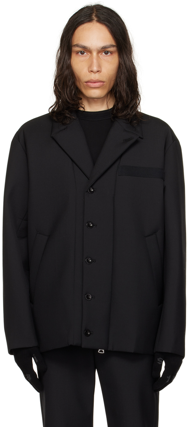 sacai: Black Suiting Bonding Jacket | SSENSE