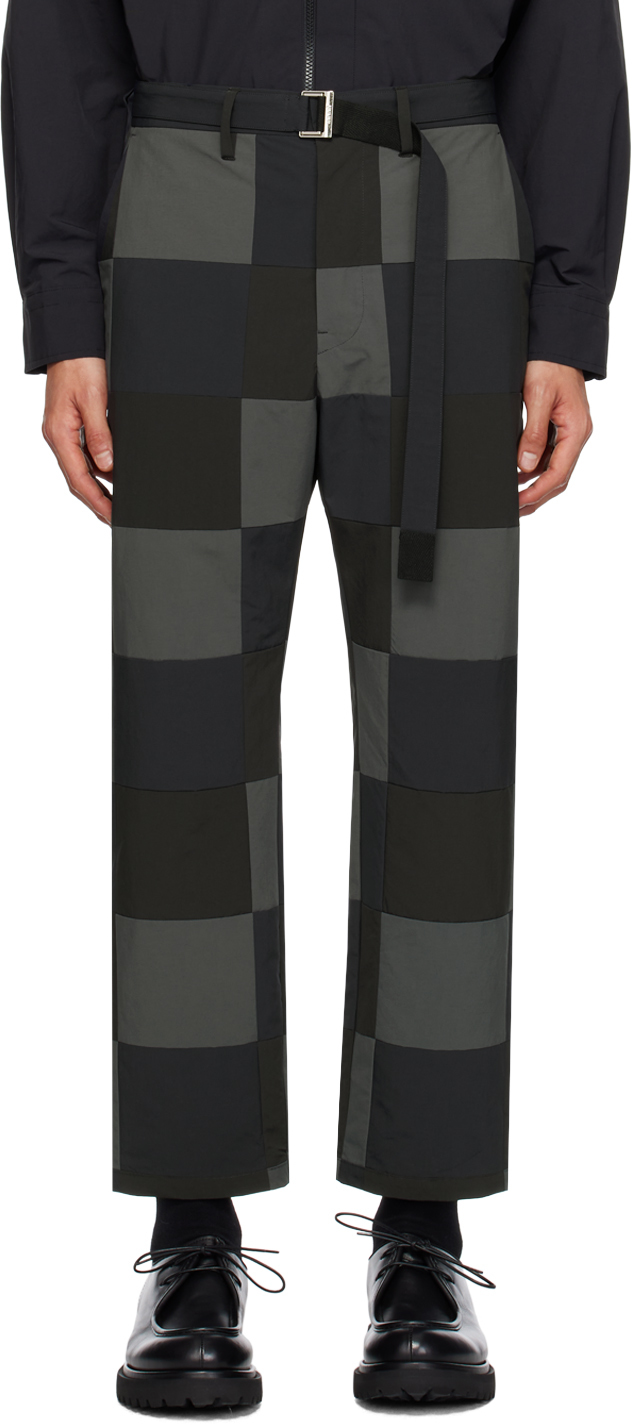Sacai Black & Blue Paneled Trousers In 020 Black Multi