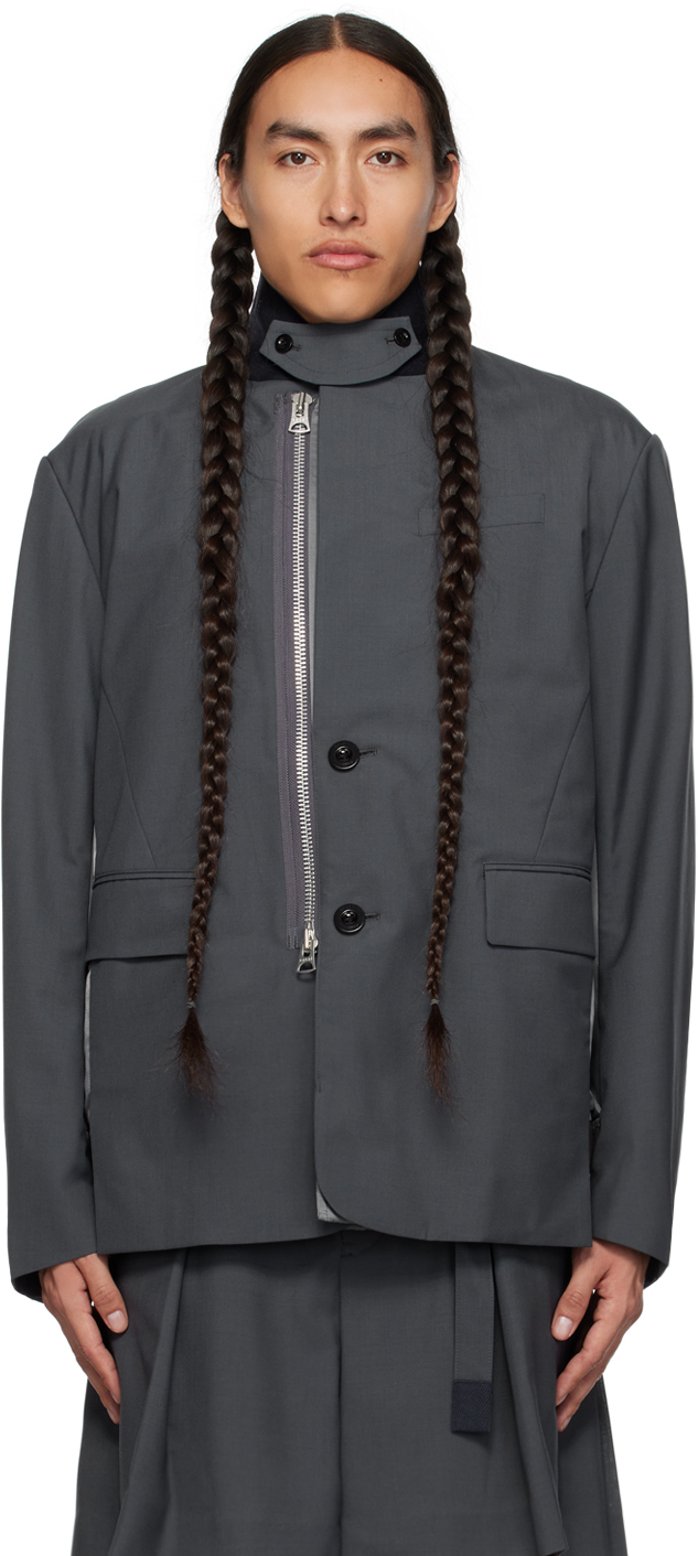Sacai Gray Suiting Jacket In 301 Gray