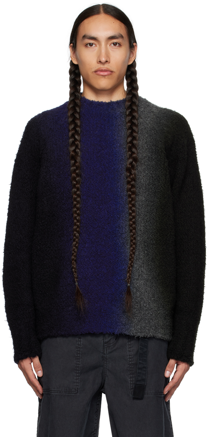Shop Sacai Black & Khaki Tie-dye Sweater In 012 Blackxkhaki