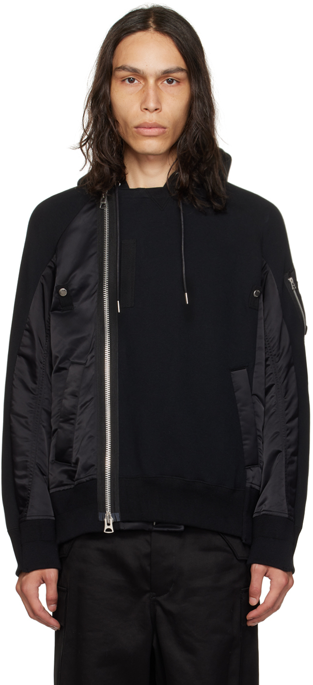 Black Sponge Hoodie by sacai on Sale