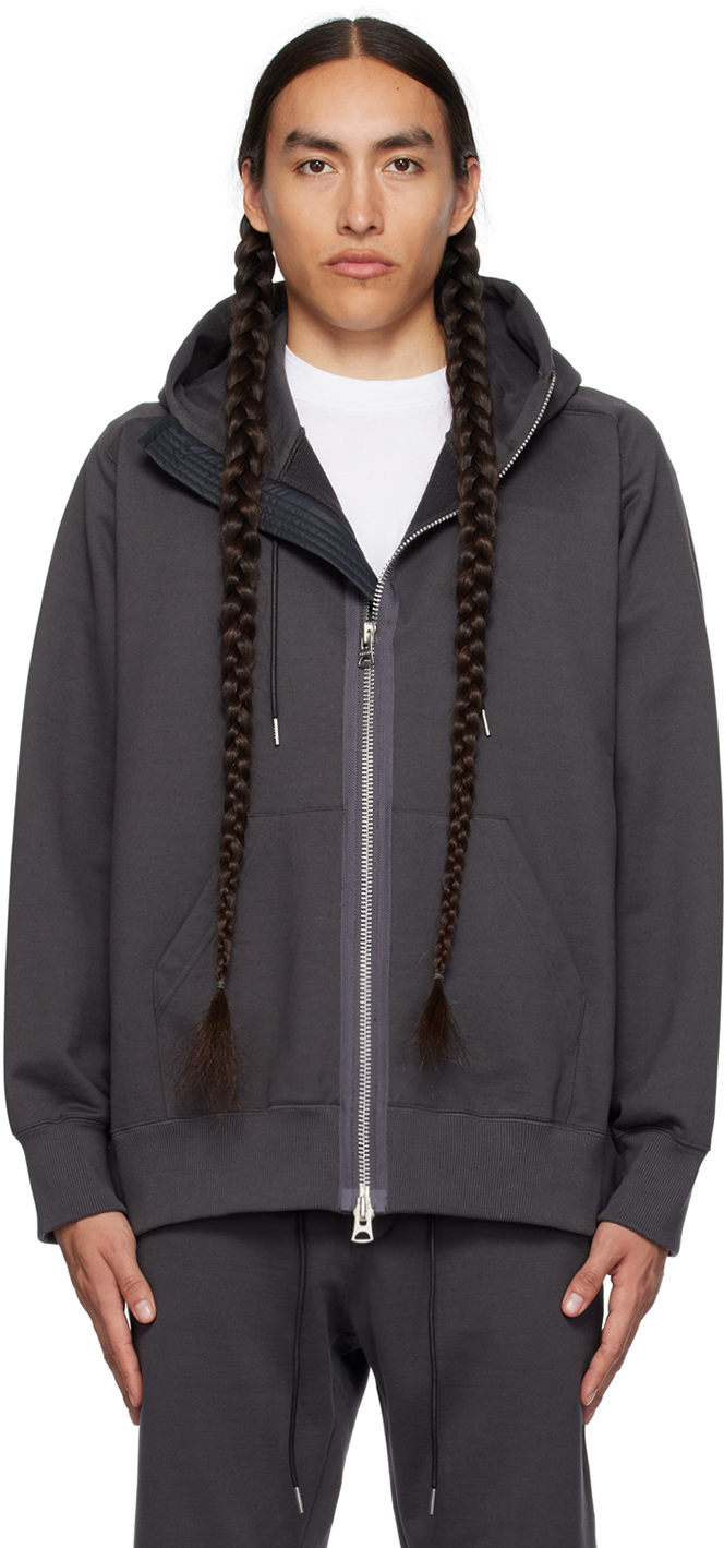 sacai: Gray Vented Hoodie | SSENSE Canada