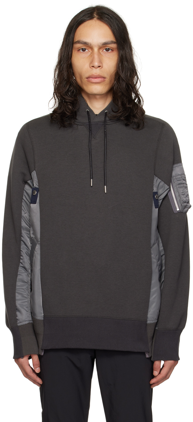 sacai: Gray Sponge Hoodie | SSENSE