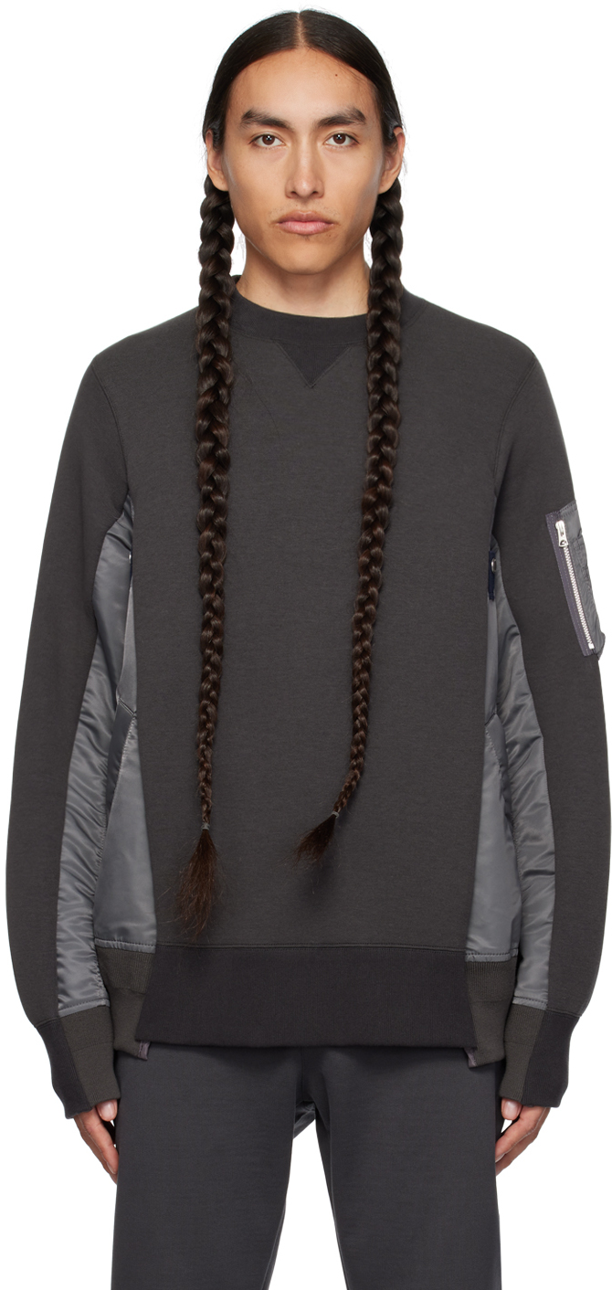 Gray Sponge Sweatshirt by sacai on Sale