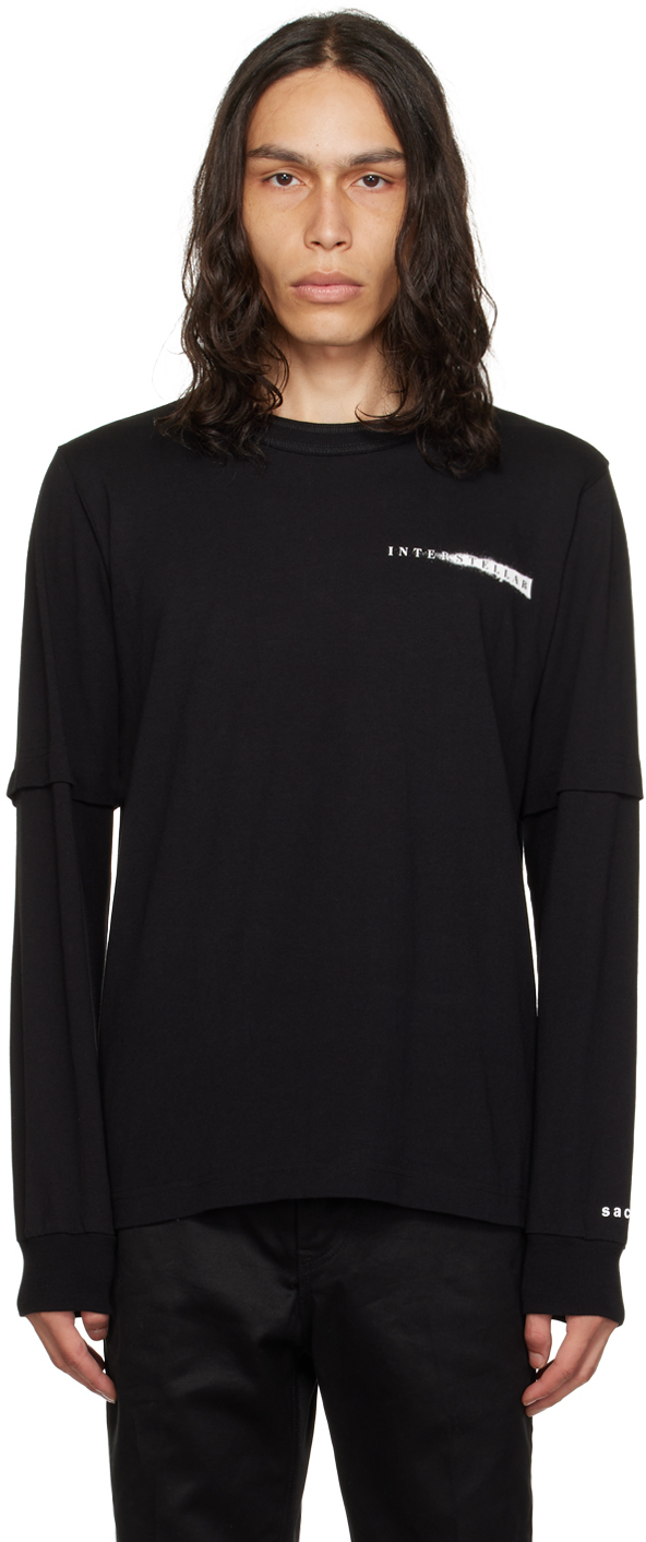 sacai: Black Interstellar Long Sleeve T-Shirt | SSENSE