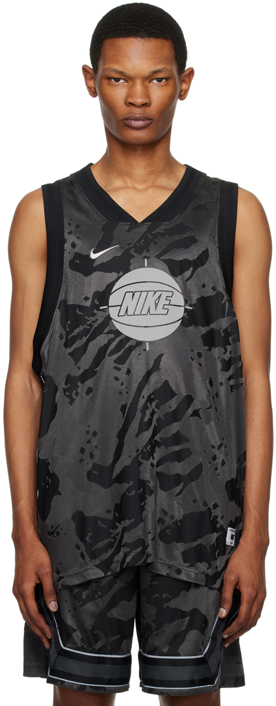 Nike Black & Gray Embroidered Tank Top