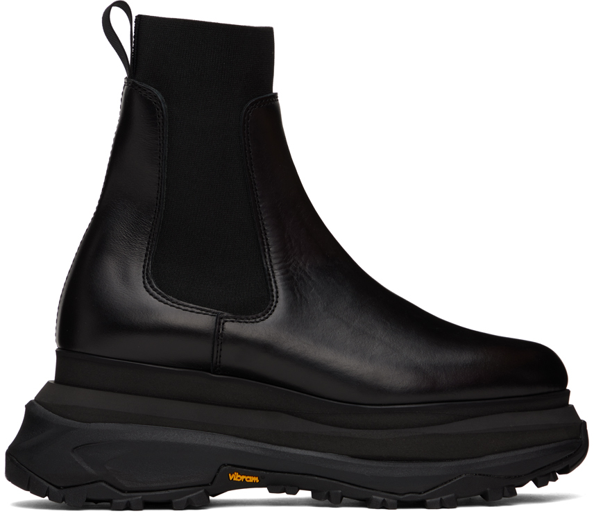 Sacai Black Platform Boots In 001 Black