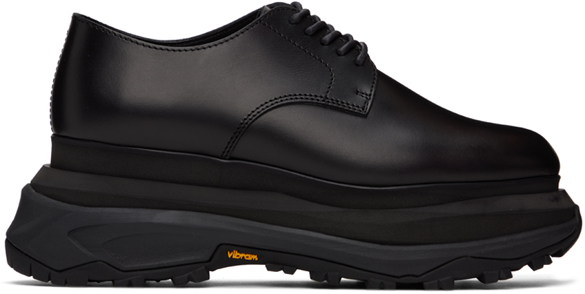 Sacai Platform Leather Oxford Shoes In Black
