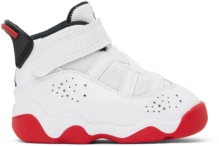 Nike Baby White Jordan 6 Rings Sneakers In White/university Red