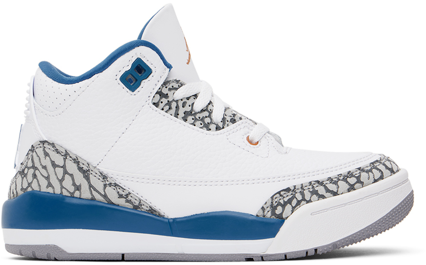 Kids White Jordan 3 Retro Little Kids Sneakers by Nike Jordan