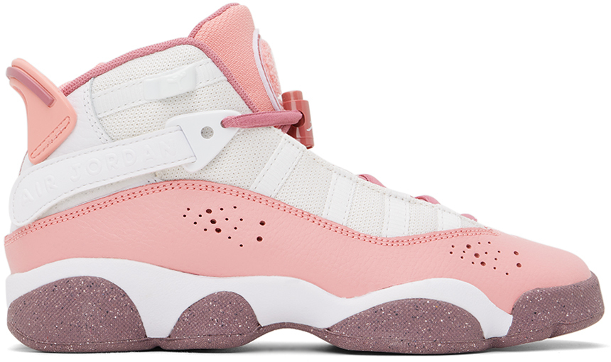 Nike Kids White & Pink Jordan 6 Rings Big Kids Sneakers