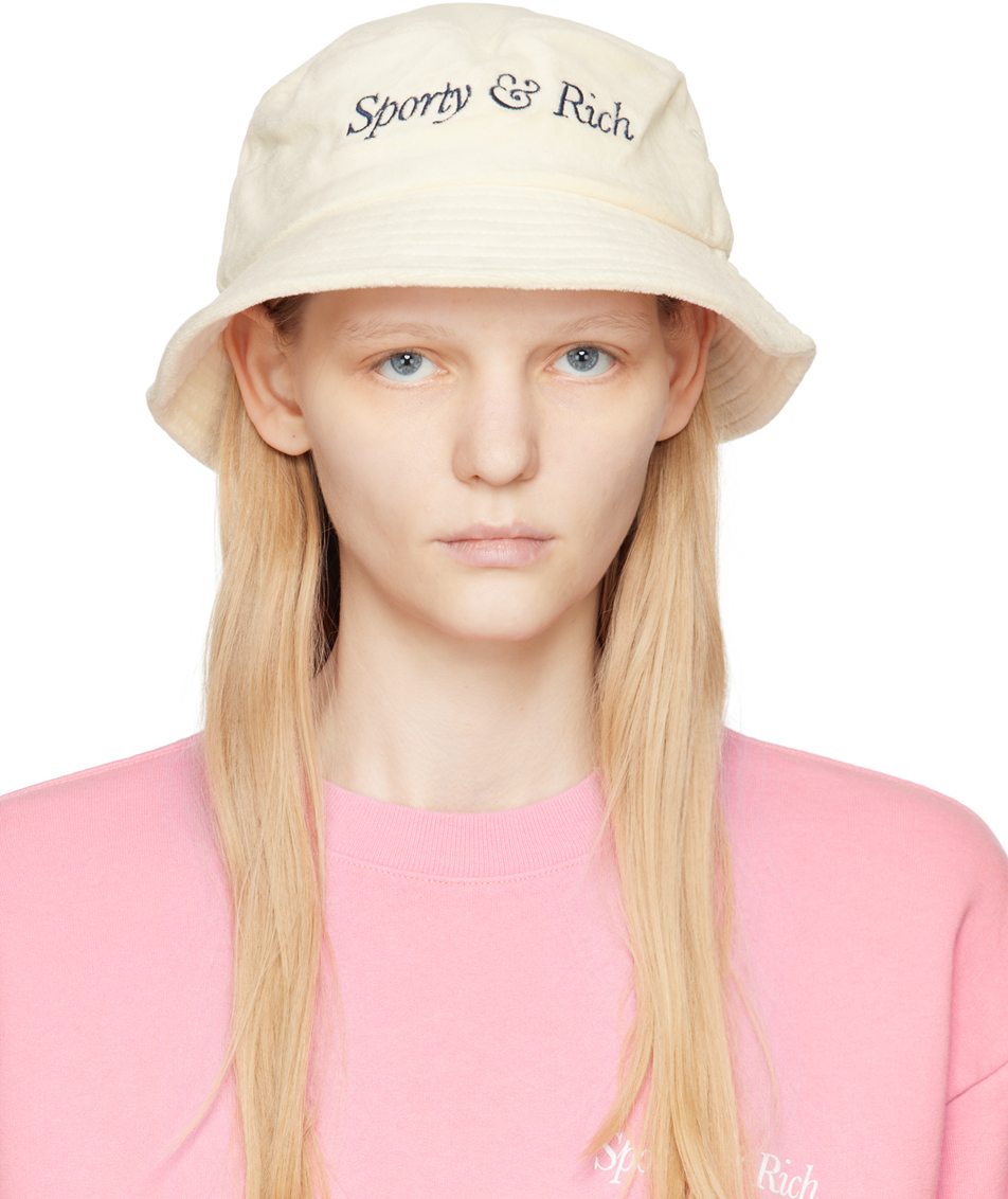 Sporty And Rich Off-white Embroidered Bucket Hat