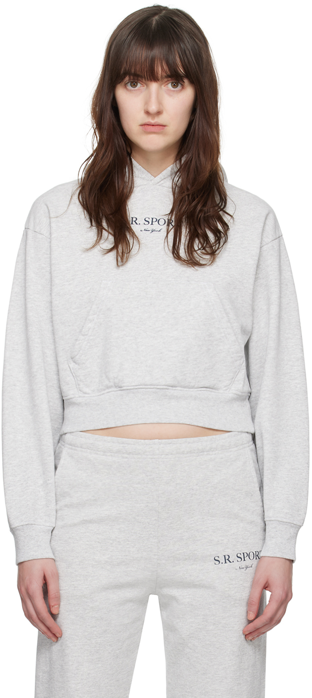 Sporty And Rich Grey 's.r. Sport' Hoodie In Heather Grey
