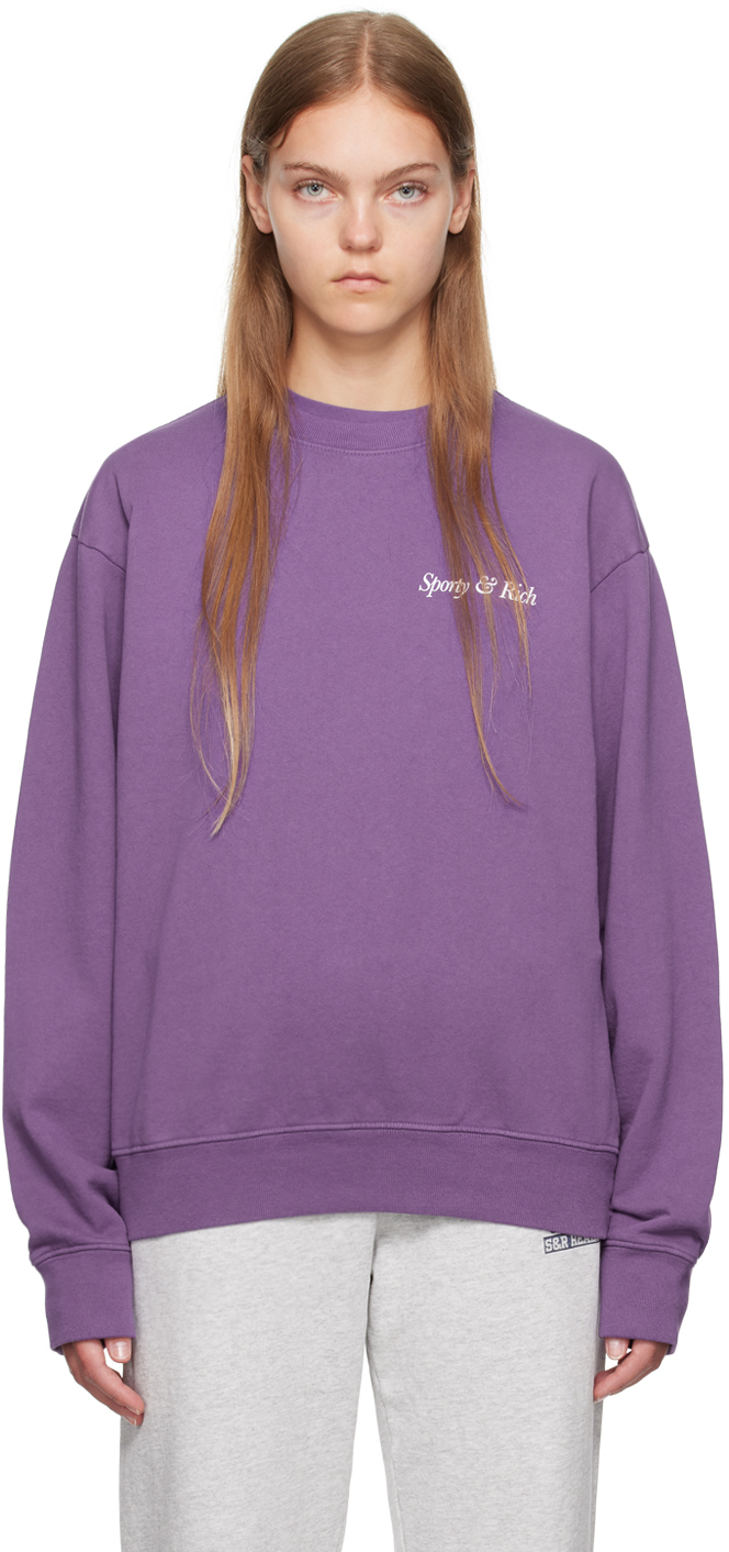 Shop Sporty And Rich Purple Hwcny Sweatshirt In Plum/white