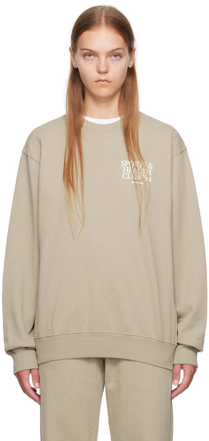 Sporty And Rich Taupe Members Sweatshirt In Elephant/white