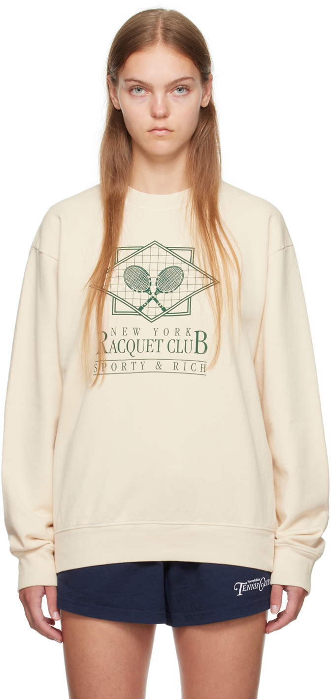 Sporty And Rich Sporty Rich Racquet Club Crew Neck Sweatshirt In Neutral