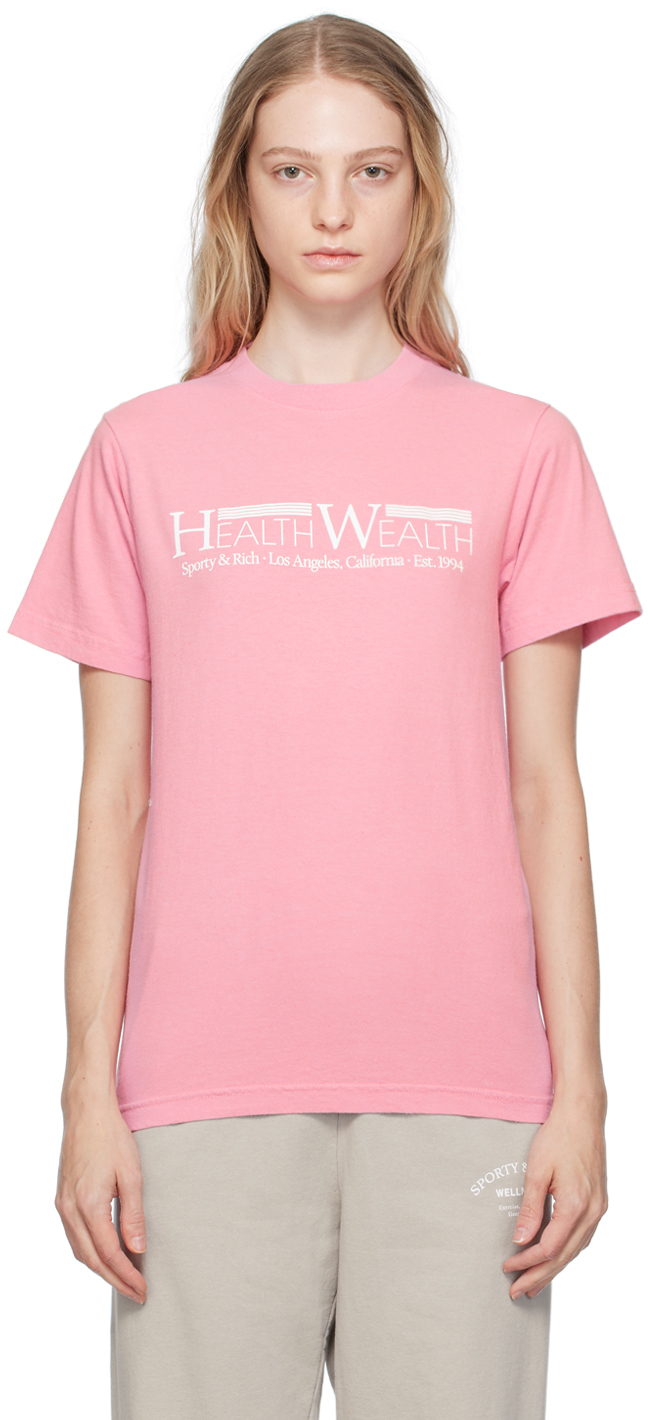 Sporty & Rich Pink 'Health Wealth' T-Shirt