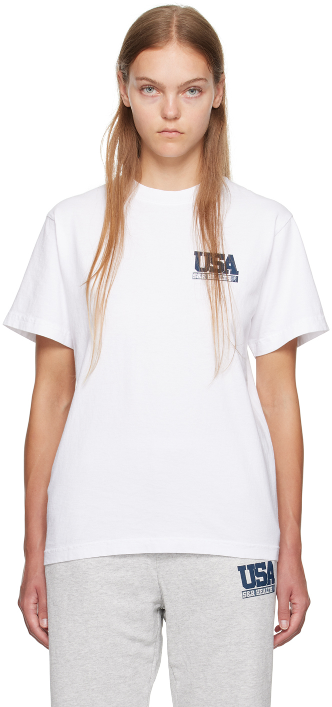 Sporty And Rich Team Usa Cotton T-shirt In White