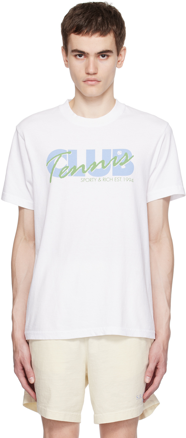 Sporty & Rich: White Agassi T-Shirt | SSENSE