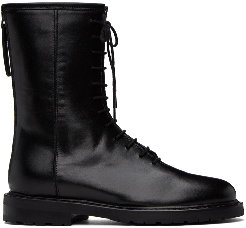 Legres Black Lace-up Combat Boots