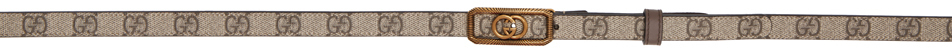 Gucci Thin Belt With Interlocking G Buckle In Neutrals