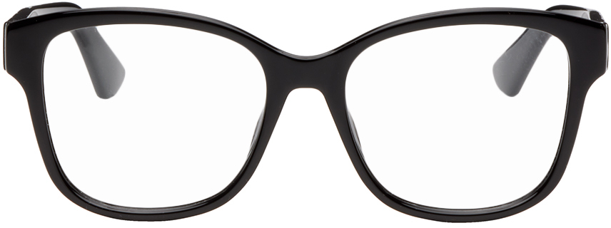 Gucci Black Square Glasses In 001 Black Black Transparent