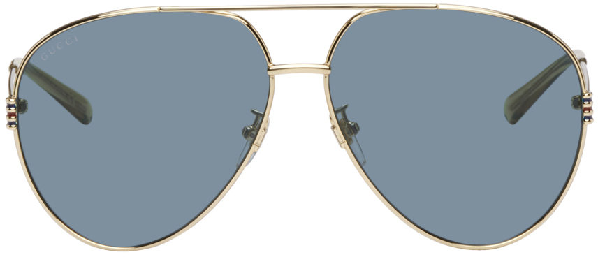 Gucci: Gold Aviator Sunglasses | SSENSE UK