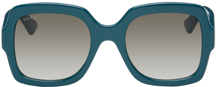 Gucci Blue Oversized Square Sunglasses In 004 Blue/blue/brown