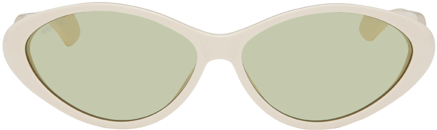 Gucci Cat Eye Sunglasses In 001 Ivory/ivory/gree