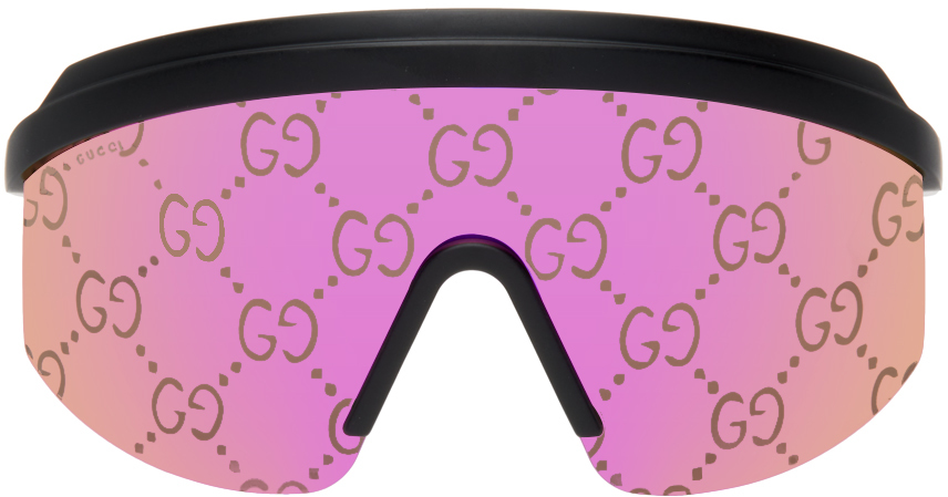 Gucci Twinsburg Mask-frame Logo Acetate Sunglasses In Pink