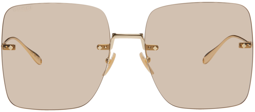 Gucci: Gold Rimless Sunglasses | SSENSE Canada