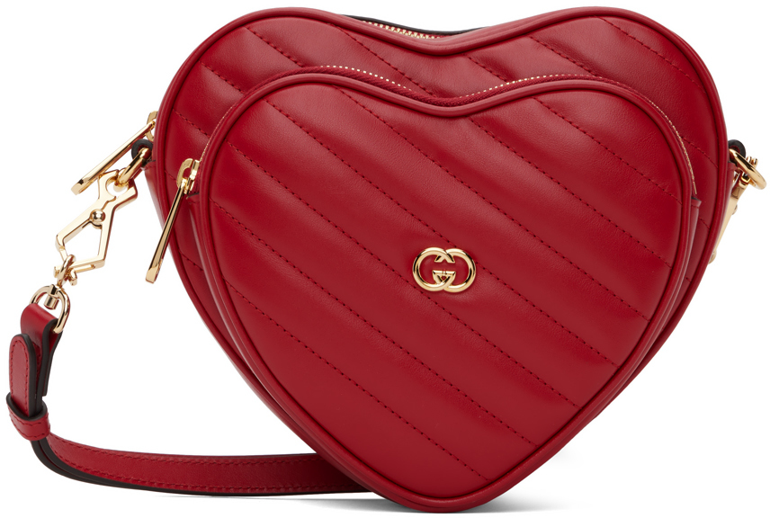 Red Mini Interlocking G Heart Bag