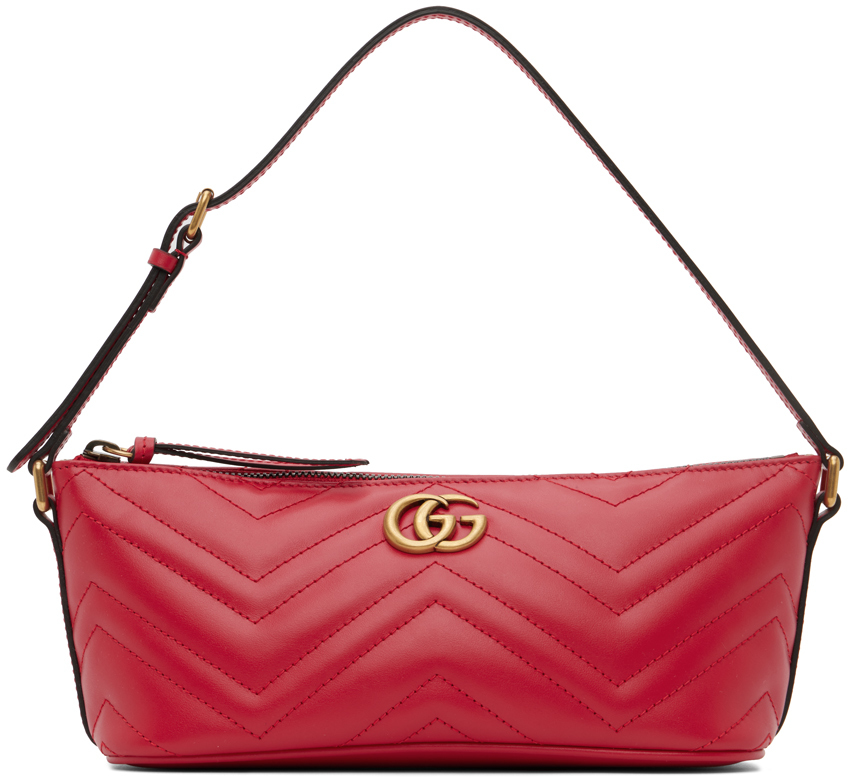 Gucci: Red Small GG Marmont Bag