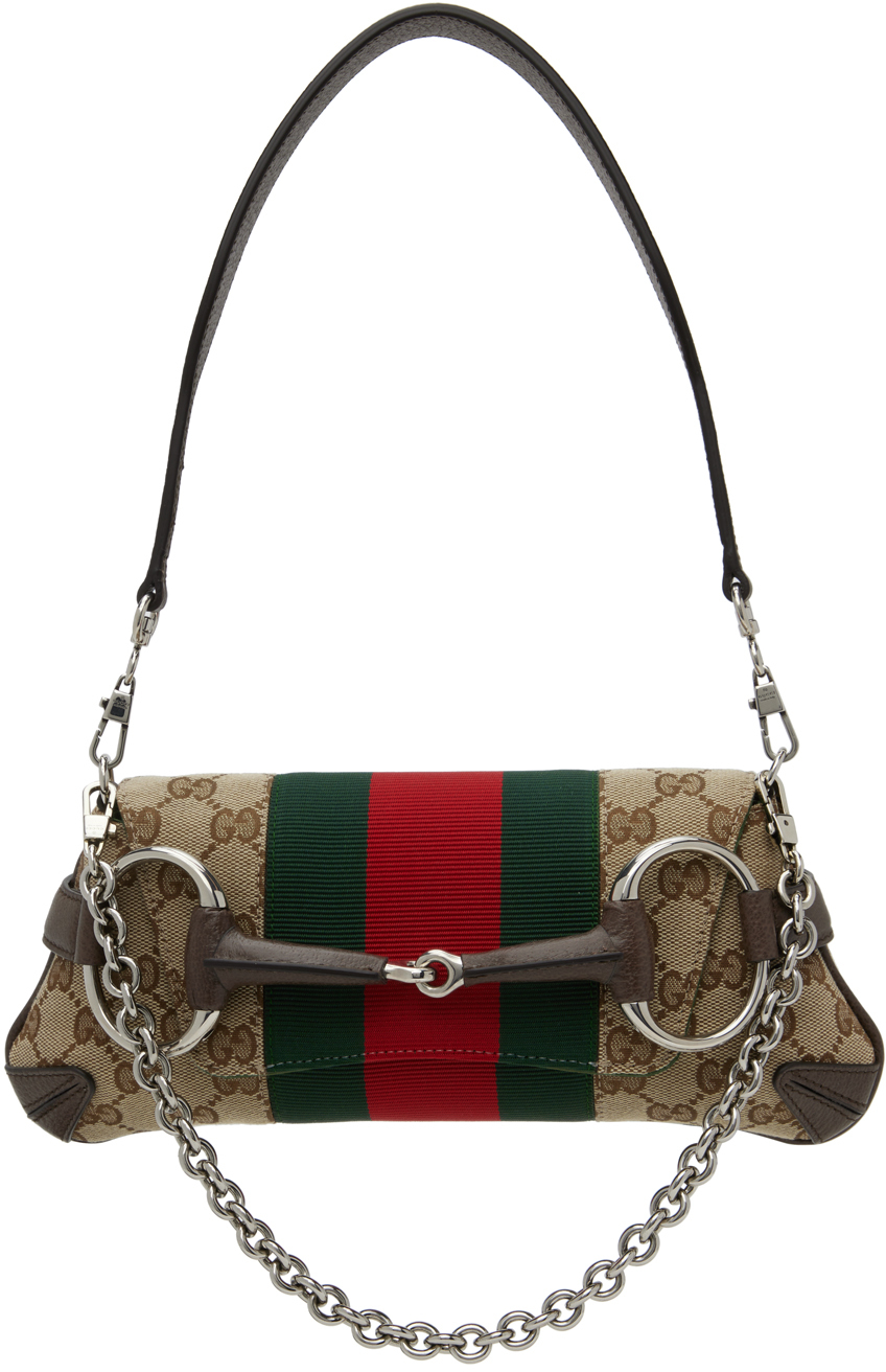 Gucci: Taupe Small Horsebit Chain Bag