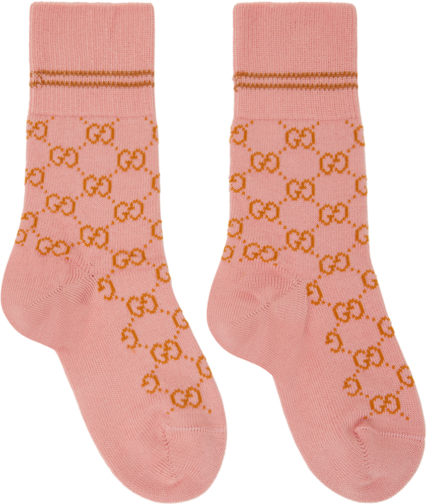 Shop Gucci Pink Gg Socks In 5879 Roseate/beige