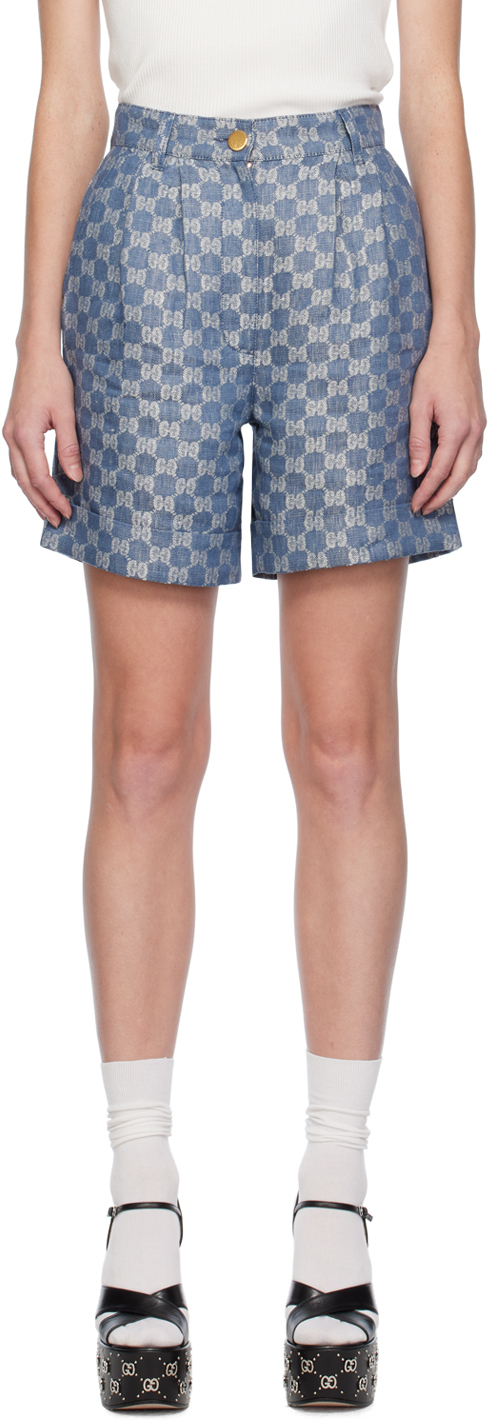 Gucci: Blue GG Denim Shorts | SSENSE Canada