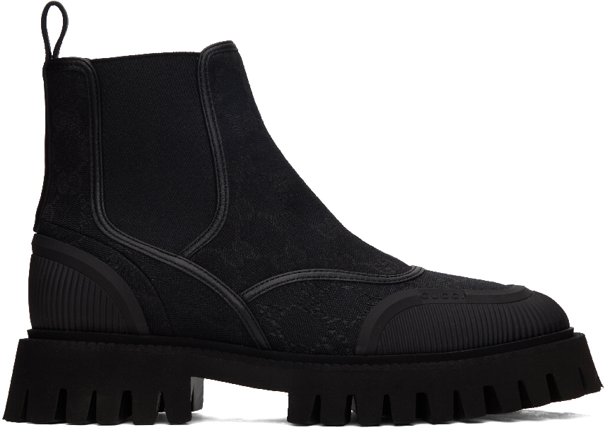 Gucci Black Gg Boots In 1000 Black/black/bla