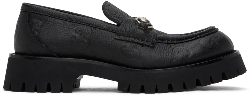 Gucci Black Gg Horsebit Loafers In 1000 Black