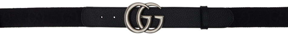 Gucci Black Marmont Jumbo Belt In 4068 Black/black