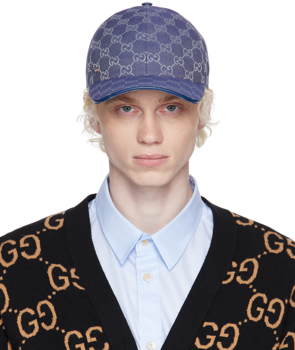 Blue GG Supreme-jacquard denim bucket hat, Gucci