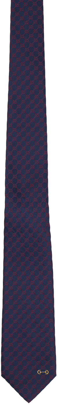 Gucci Navy & Red Jacquard Tie